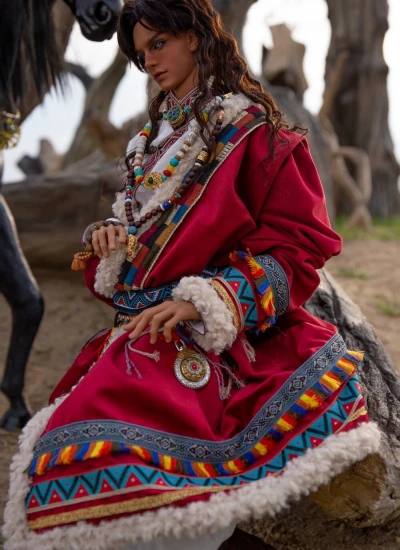 ドール用服 民族服 チベットの民族衣装 チベットのローブ 長袍 75-77cmサイズ人形用 BJD用