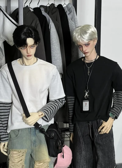 ドール用パーカー  Ｔシャツ  ホワイト グレー ブラック MSD/大MSD/マッスルMSD/62/68/70/73/75/77cmサイズ用 球体関節人形用 BJD用