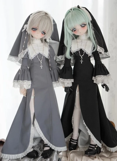 BJDドール用服 シスター服 ホワイト ブラック グレー ベージュ【LA.FRIGG【Holy Sister】 MSDサイズ人形通用 F2
