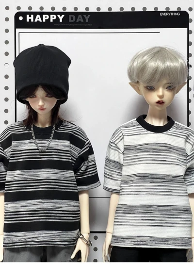 ドール用Ｔシャツ パーカー ブラック ホワイト グレー  MSD/大MSD/マッスルMSD/62/68/70/73/75/77cmサイズ用 球体関節人形用 BJD用