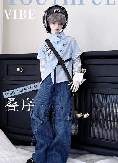 BJDドール用服 衣装セット ブルー【畳序】 MSDサイズ人形用 男/女用