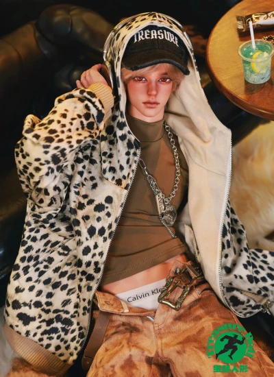 ドール用服 豹柄コート グレー ブラウン 上着  75-77cm級サイズ 球体関節人形用 BJD用