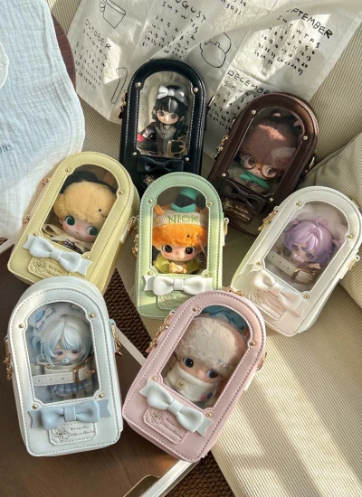 ドール用バッグ 外出バッグ【百合之春】ホワイト ピンク ブラック グリーン ブラウン イエロー お出かけバッグ 斜め掛け OB11/1/12/光魔双生/15cmぬいぐるみサイズ通用 球体関節人形用 BJD