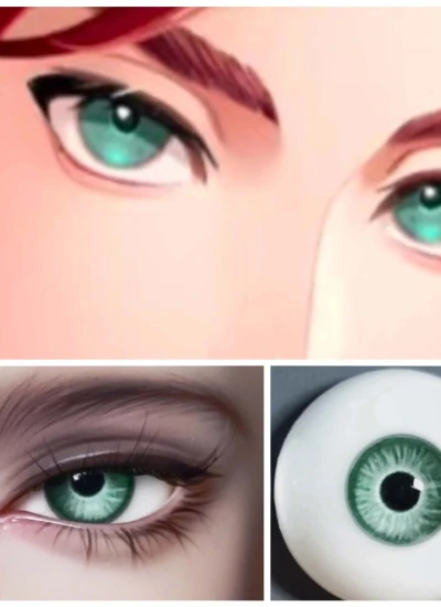 ドール用アイ 樹脂＋石膏アイ【DHY5】グリーン 8mm/10mm/12mm/14mm/16mm/18mm BJD用