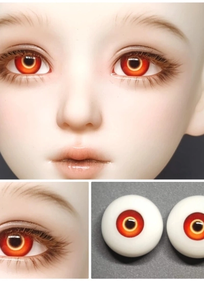 ドール用アイ 樹脂＋石膏アイ【YYS3】レッド 8mm/10mm/12mm/14mm/16mm/18mm BJD用