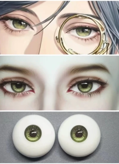 ドール用アイ 樹脂＋石膏アイ【DHY8】グリーン 8mm/10mm/12mm/14mm/16mm/18mm BJD用