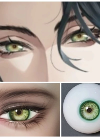 ドール用アイ 樹脂＋石膏アイ【DHY3】グリーン 8mm/10mm/12mm/14mm/16mm/18mm BJD用