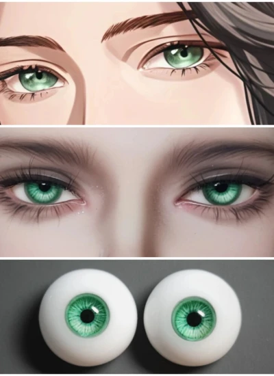 ドール用アイ 樹脂＋石膏アイ【DHY6】グリーン 8mm/10mm/12mm/14mm/16mm/18mm BJD用