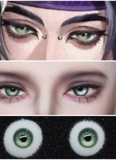ドール用アイ 樹脂＋石膏アイ【DHY7】グリーン 8mm/10mm/12mm/14mm/16mm/18mm BJD用