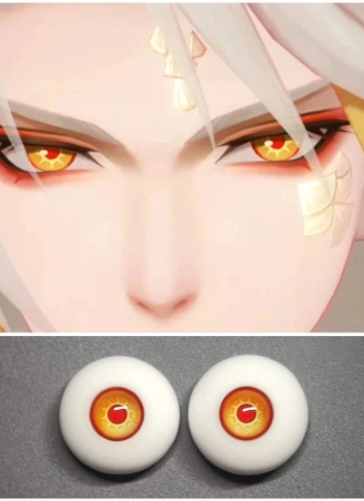 ドール用アイ 樹脂＋石膏アイ【YYS4】オレンジ 8mm/10mm/12mm/14mm/16mm/18mm BJD用