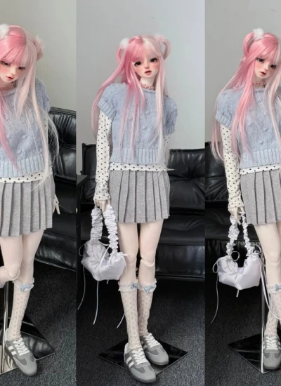 BJDドール用服 シャツ スカート ブルー ホワイト ピンク【奶油甜豆】 SD/70/75サイズ人形用【TBdoll】