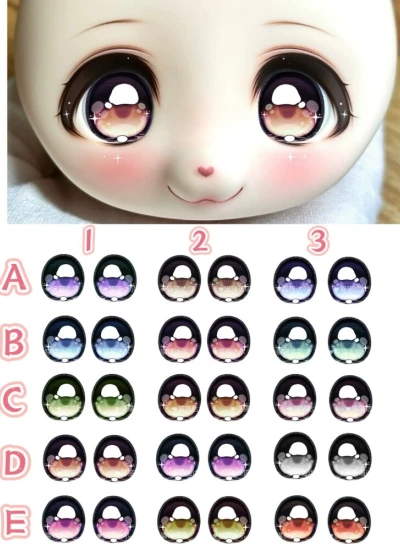 ドール用アイ マンガアイ【海月】アクリルアイ 二次元アイ 10mm/14mm/16mm/18mm/20mm/22mmサイズ人形用