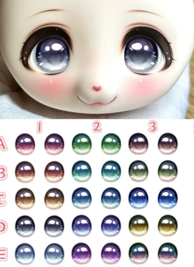 ドール用アイ マンガアイ【糖豆】アクリルアイ 二次元アイ 立体目 10mm/14mm/16mm/18mm/20mm/22mmサイズ人形用