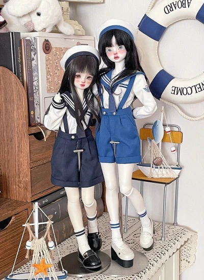 ドール用服【 蔚蓝誓约 】セーラー服セット JK制服 ブルー 男女通用 MSD/MDD/KUMAKO/SDサイズ人形用 球体関節人形 BJDDOLL 桜の家族