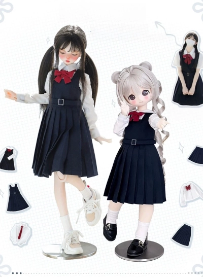 ドール用服 JK制服 シャツ/タンクトップワンピース 紺色 MSD/KUMAKO/SD/SDGR/SD16サイズ人形用 球体関節人形 BJDDOLL 桜の家族