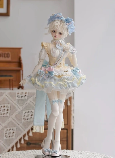 【期間限定】ドール用服  洋服セット 【见习甜点师】イェロー+ブルー 普MSD/大MSD/kumako/SD  球体関節人形用 BJD用