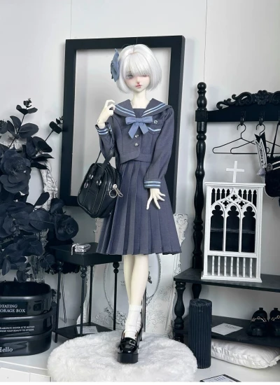 ドール用服【椿岐女子 D】セーラー服セット 女の子用 JK制服 グレー YOSD/MSD/MDD/KUMAKO/SD/SDGR/SD16サイズ人形用 球体関節人形 BJDDOLL 桜の家族