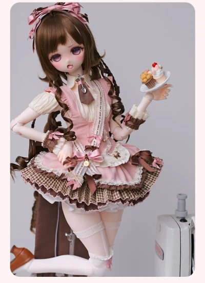 【期間限定】ドール用服 洋服セット 【见习甜点师】ピンク+チョコレート色 普MSD/大MSD/kumako/SD  球体関節人形用 BJD用