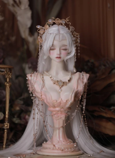 ドール用ウィッグ【神女】スタイリングあり 高温糸 ホワイト SD/小顔SDサイズ人形用 球体関節人形用