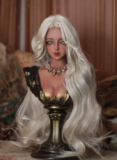 ドール用ウィッグ スタイリングあり ロングヘアー 高温糸 ライトイエロー/パープル SD/小顔SD/MSD/YOSD サイズ人形用 球体関節人形用