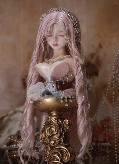 ドール用ウィッグ【猪肠卷】ロングヘアー スタイリングあり ピンク 高温糸 SD/小顔SDサイズ人形用 球体関節人形用