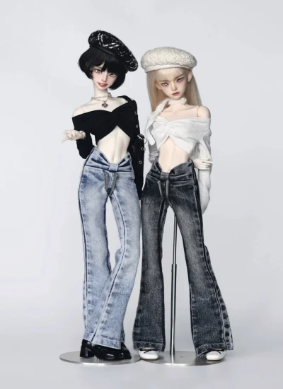 ドール用服 ズボン ブラック ブルー ラッパズボン  MSDサイズ人形用 球体関節人形用 BJD用