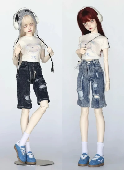 ドール用服 パンツ シャツ ブルー ブラック ホワイト  MSDサイズ人形用 球体関節人形用 BJD用