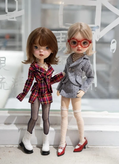ドール用服 スーツセット レッド グレー  OB22/24サイズ人形通用 球体関節人形用 BJD用