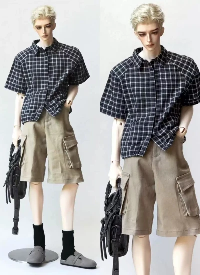 Shan Kou BJD Clothes Short-sleeve Shirt Cargo Shorts for 75cm-77cm Size Ball-jointed Doll