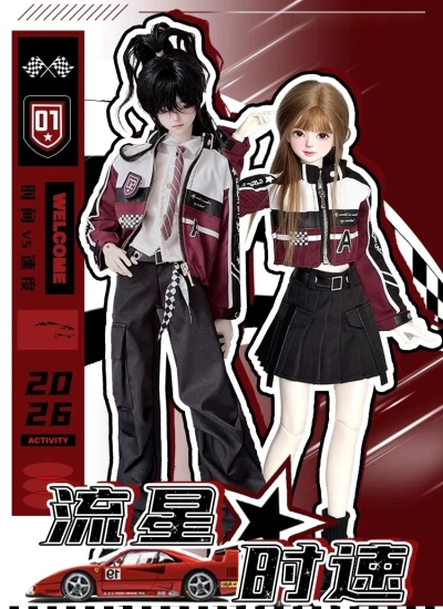 ドール用服 洋服 ブラック*レッド【流星時速】MSDサイズ人形用 BJD