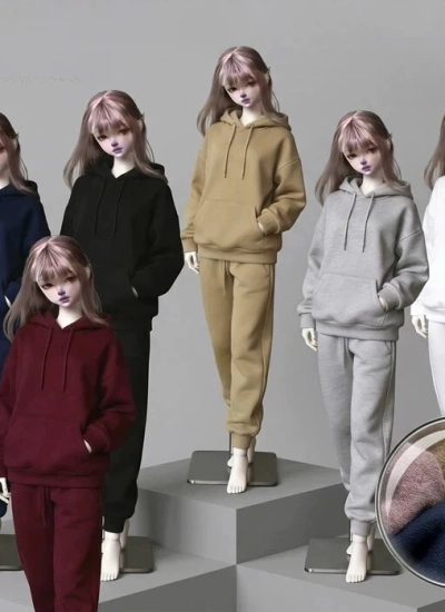 ドール用服 運動セット ベージュ グレー ホワイト ブラック ワインレッド ネイビー 女の子用 YOSD/MSD/SDサイズ人形用 BJD