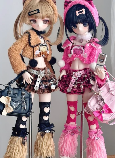 【期間限定】ドール用服 洋服セット ピンク ブラウン kumako/1/4サイズ人形通用 BJD《甜蜜豹击》