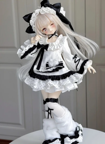 ドール用服 ドレスセット ｢波眠｣ ブラックホワイト YOSD/MSDサイズ人形用 球体関節人形 BJDDOLL 甜豆泡泡糖