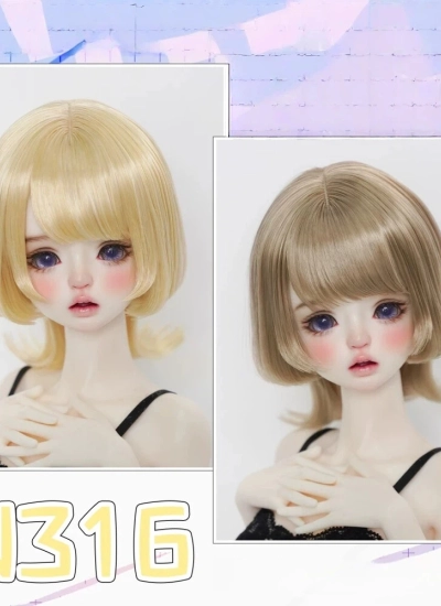 ドール用ウィッグ ショートヘアー【N316】二次元 スタイリングあり 柔らかい糸 ブラウン/ライトピンク/ゴールド/シルバーグレー/ブルー/ブラック/ホワイト SD/MSDサイズ人形用 BJDDOLL