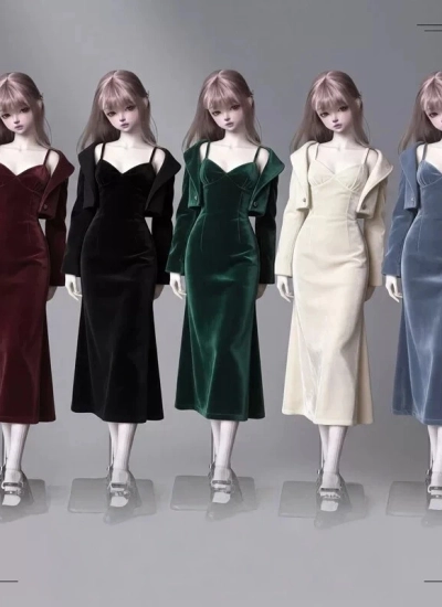 ドール用服 チャイナドレス  グリーン ホワイト スモークブルー ブラック ワインレッド 女の子用 YOSD/MSD/SDサイズ人形用 BJD