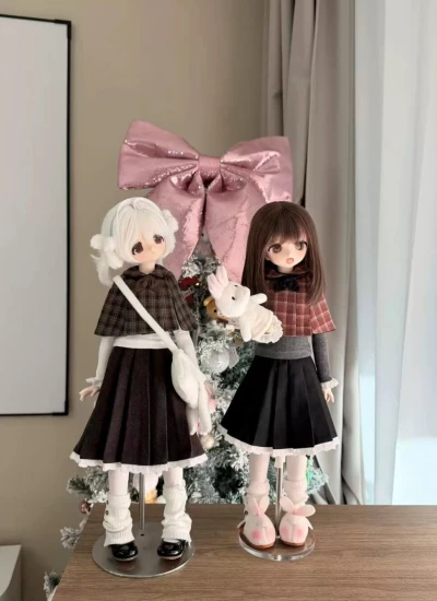 期間限定 ドール用服【預科生】衣装セット 女の子用 ホワイト/レッド/ブラウン MDDサイズ 球体関節人形用 BJDDOLL 卤lu肉馆