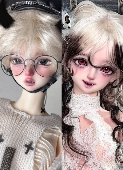ドール用ヘッド ｢双子・艾維斯/艾維娜｣ 1/4サイズボディ用 球体関節人形 BJD用【TC二牛自制】