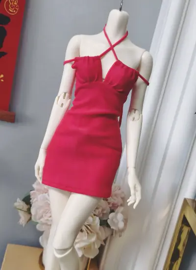 ドール用服 ワンピース レッド MSD/SDサイズ人形用 女の子用 球体関節人形用 BJD用 【丹丹手作】