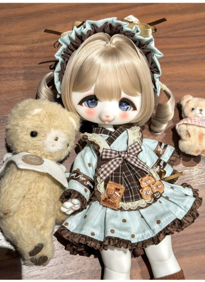 ドール用服 ワンピース メイド服 ブルー 三挿六 YOSDサイズ人形用 女の子用 球体関節人形用 BJD用
