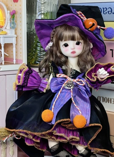ドール用服 ハロウィン ワンピース  パープル  YOSDサイズ人形用 女の子用 球体関節人形用 BJD用