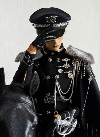 【期間限定】ドール用服JUNシリーズ 軍服 ブラックシルバー Loong Soul73/Loong Soul77/ID75/YC76/YC77/AM77/DZ75サイズ BJD人形用【和平鸽】