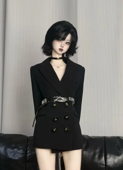 ドール用服 スーツ上着 ブラック 63/68サイズ 女の子用 球体関節人形用 BJD用