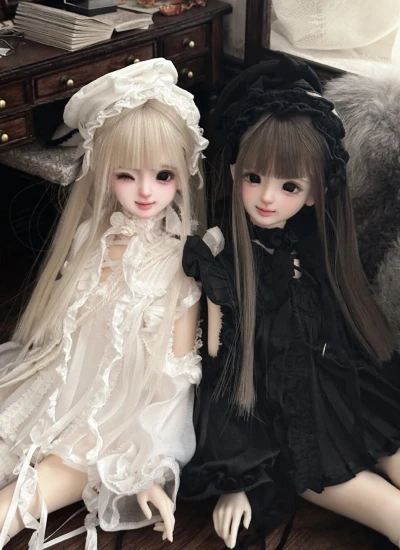 【期間限定】ドール用服  上下セット 洋服 ホワイト ブラック ブルー ピンク CharmDoll2代ボディ/MDD/kumakoサイズ 球体関節人形用 BJD用【天使逃逸】