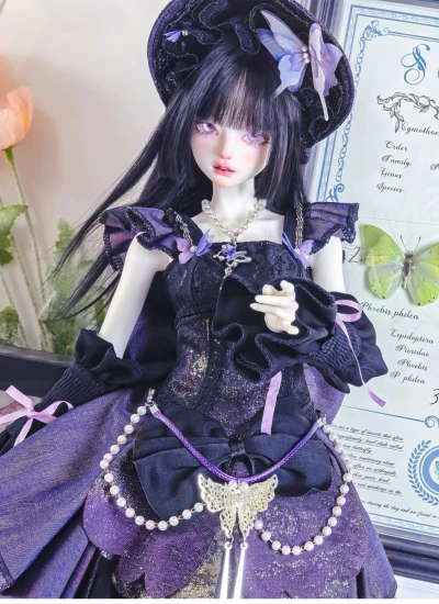 【期間限定】ドール用服 ドレスパープル MSD/大MSDサイズ用 球体関節人形用 BJD用【晓梦迷蝶】