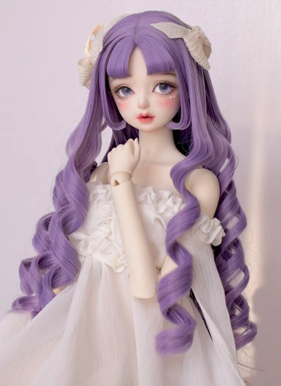 ドール用 ウィッグ 前髪 ロングパーマ パープル 幼SD/MSD/小顔SD/SD/Blythe人形用 BJD用