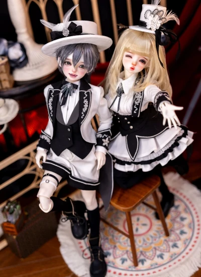 BJDドール用服 【星礼】学院スタイル  衣装セット ホワイト MSDサイズ人形用 男女通用