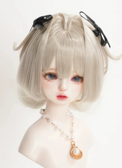 BJD ドール用ウィッグ ゴールド ホワイト ブラウン パープル ピンク グレー ブラックレッド  MSDサイズ人形用