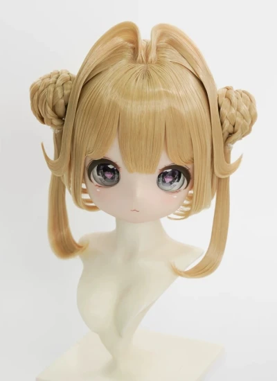 BJD ドール用ウィッグ 団子 ゴールド ホワイト ブラウン パープル ピンク グレー ブラックレッド  SDサイズ人形用