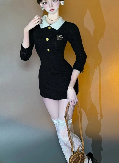 ドール用服 オールインワン ドレス ブラック SDサイズ人形用 BJD用