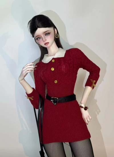 ドール用服 オールインワン ドレス レッド SDサイズ人形用 BJD用